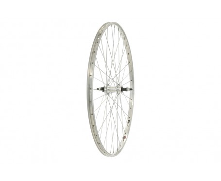 700C Hybrid rear wheel silver U section Single wall to take screw on free wheel Bolt on wheel